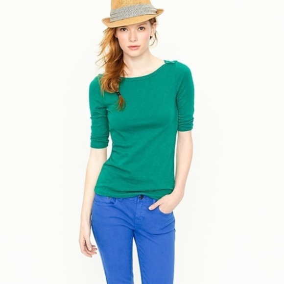 J. Crew Tops - J. Crew Green Painter Bateau Tee Long Sleeve